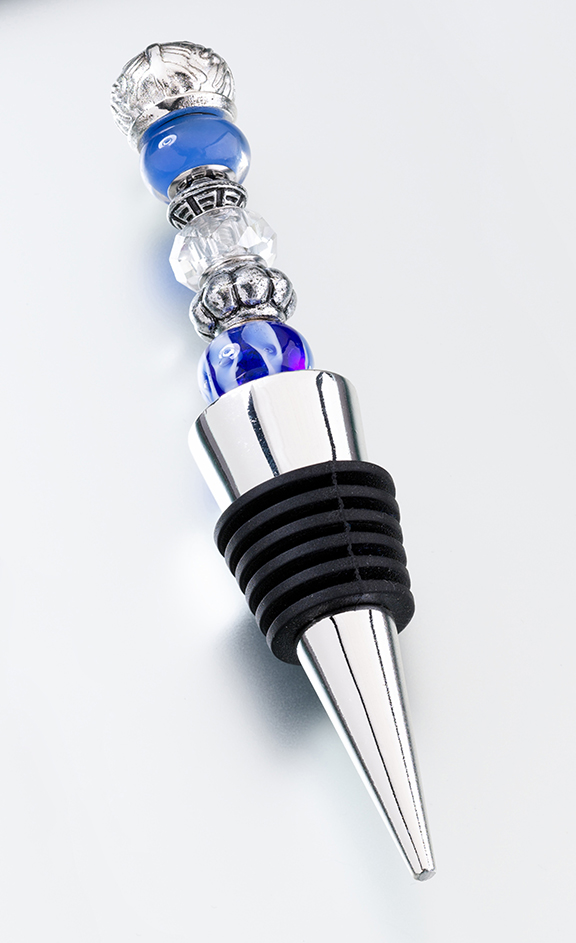 Beaded Wine Stopper-Blue
