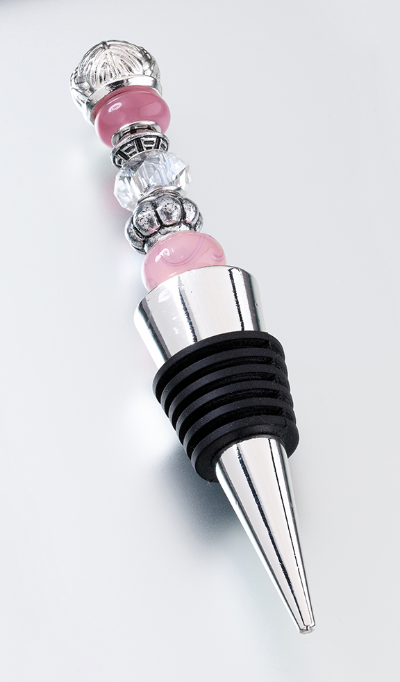 Beaded Wine Stopper-Pink