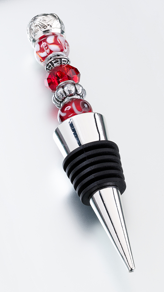 Beaded Wine Stopper-Red