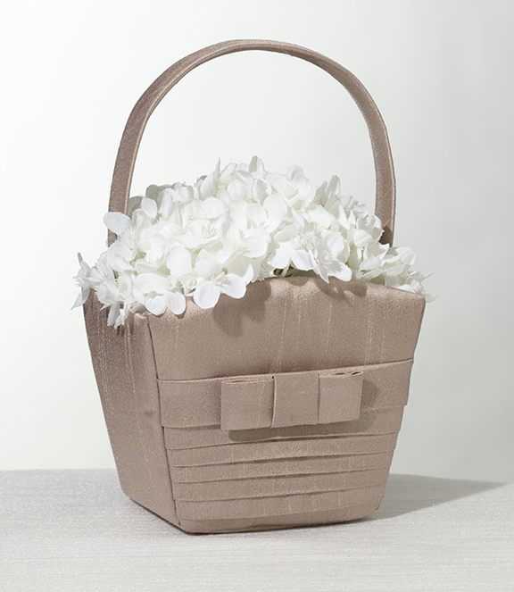 Taupe Pleated Silk Basket
