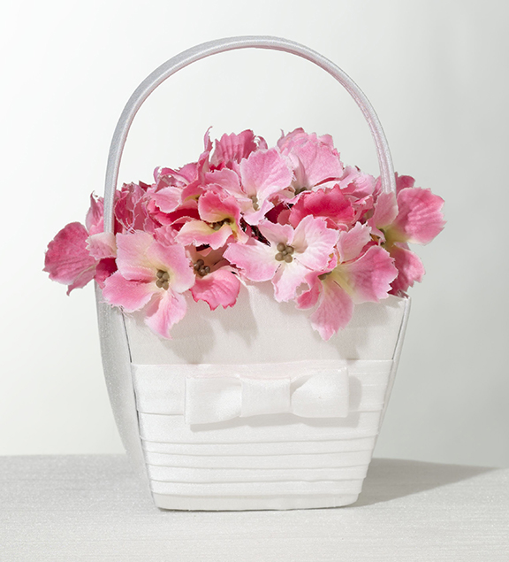 White Pleated Silk Basket