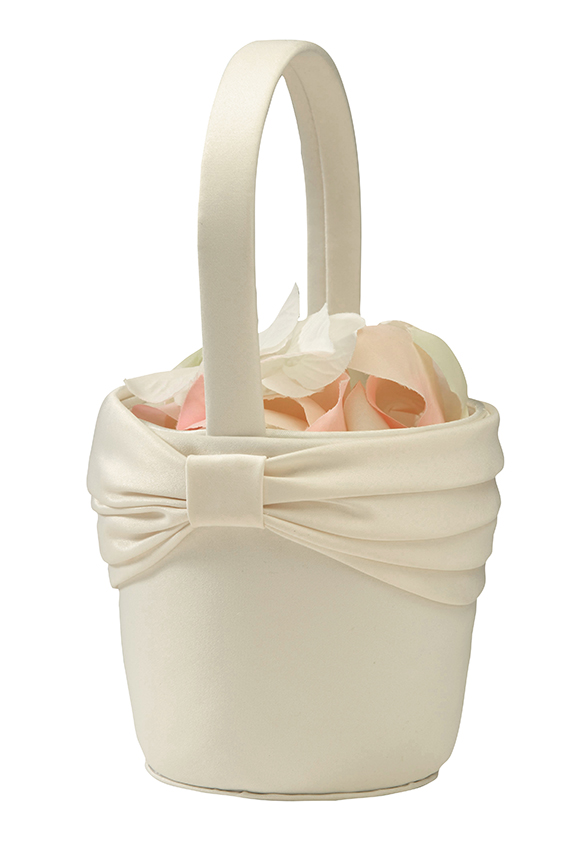 Satin Flower Basket-Ivory