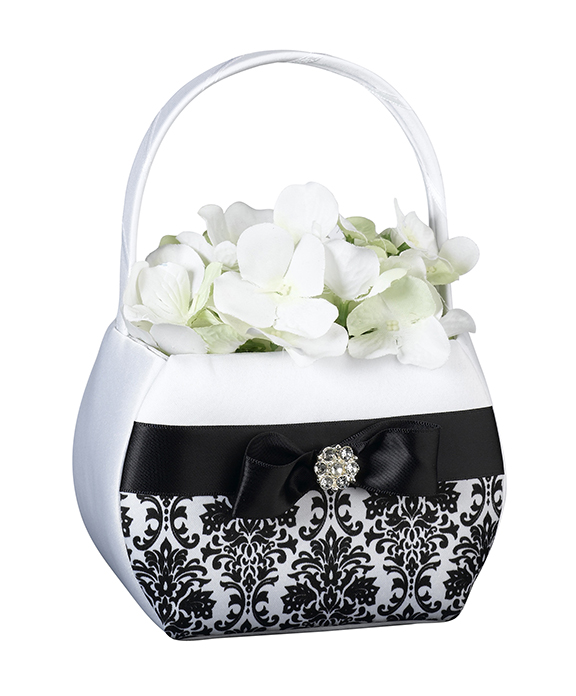 Black Damask Flower Basket