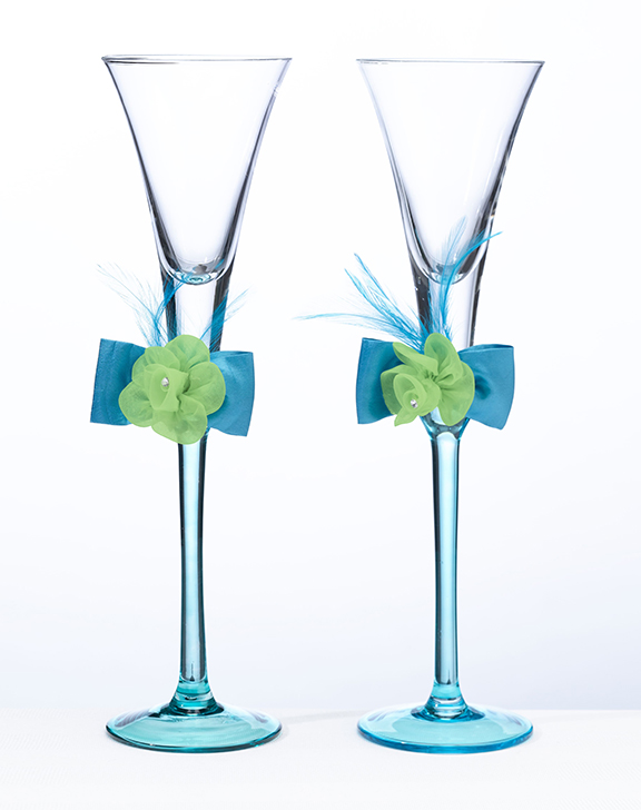 Blue/Green Toasting Flutes