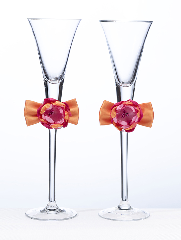 Hot Pink/Orange Toasting Flutes