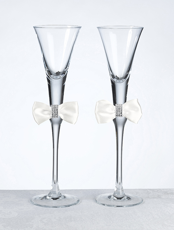Cream Sash Toasting Glasses