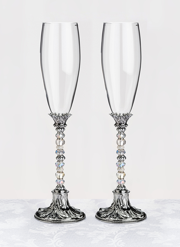 Silver Beaded Toasting Glasses