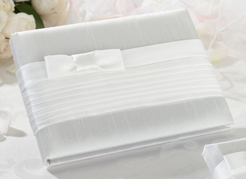 White Pleated Silk Guestbook
