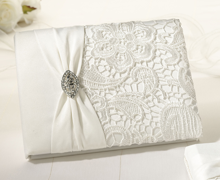 Vintage Lace Guestbook -Cream