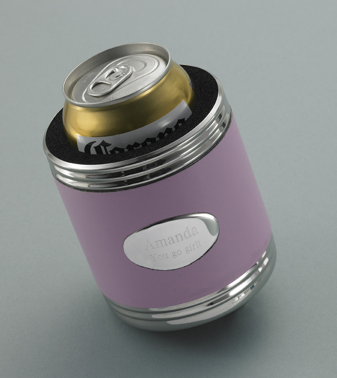 Personalized Pink Leather Koozie