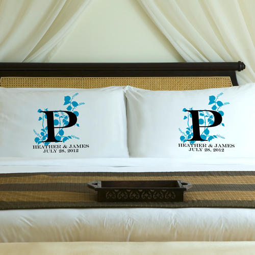 Personalized Topaz Blue Nature's Bliss Pillow Case Set