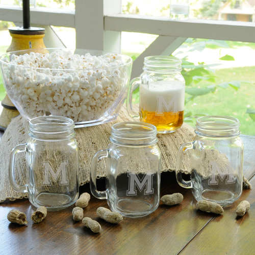 Personalized Collegiate Jar Glass Set (Set of 4)