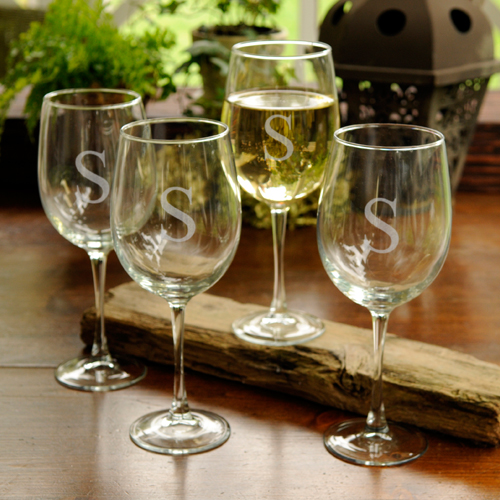 Set of 4 Personalized White Wine Glasses