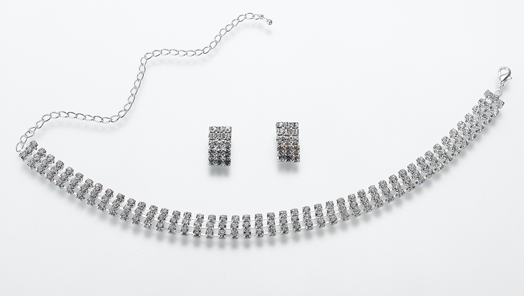 Rhinestone Band Necklace & Earring Set