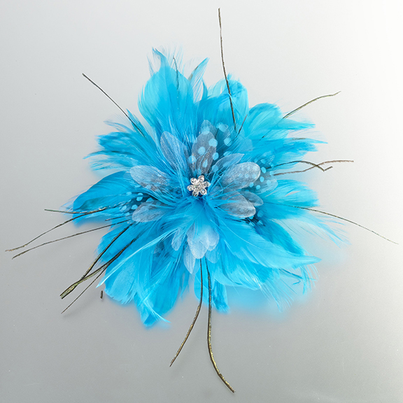Feather Hair Clip-Aqua