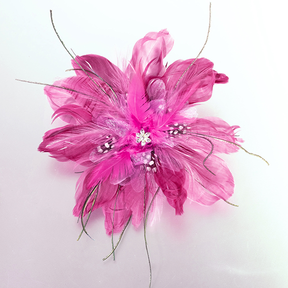 Feather Hair Clip-Hot pink