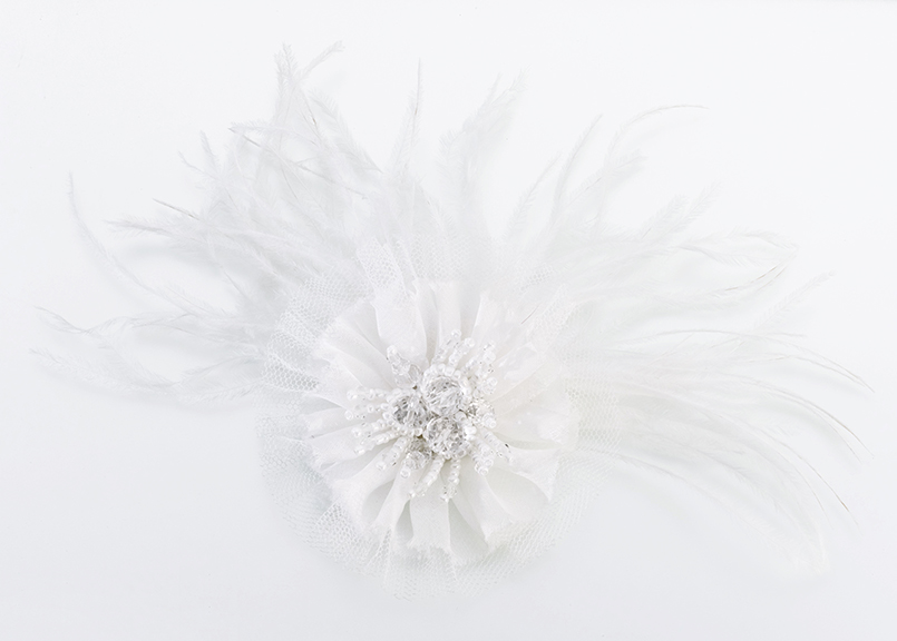 Marabou Feather Hair Clip-White