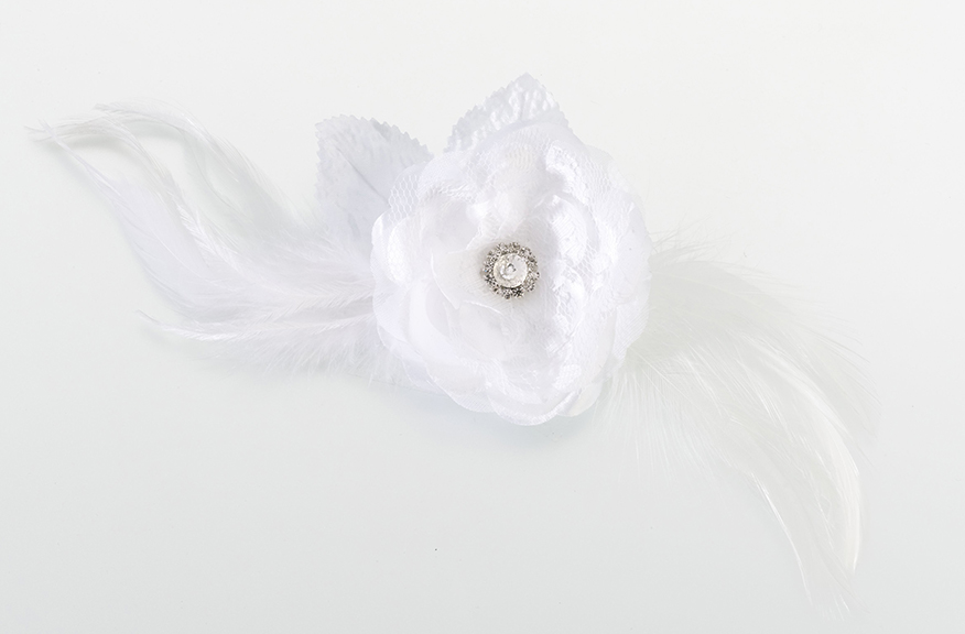 Lace/Feather Hair Clip/Pin-White