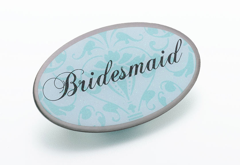 Bridesmaid Pin -Oval Aqua