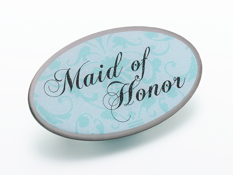 Maid/Honor Pin - Oval Aqua