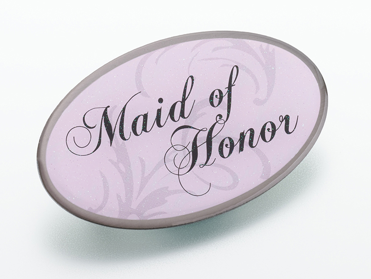 Pink Oval Maid of Honor Pin