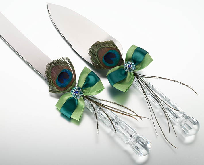 Peacock Knife & Server Set