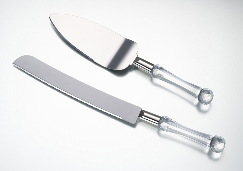 Clear Handled Knife and Server Set