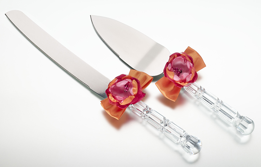Hot Pink/Orange Knife & Server Set