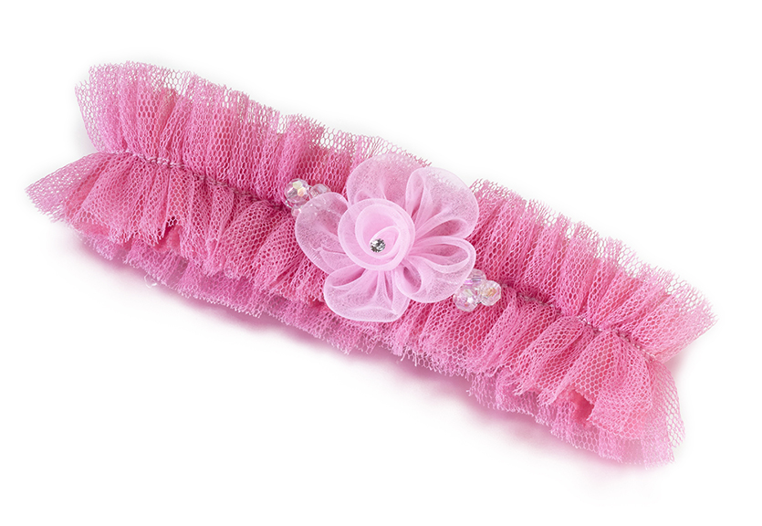 Tulle Garter w/Flower-Pink
