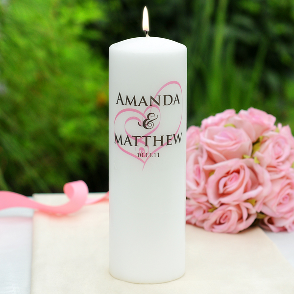 Silver/White 3 Piece Embracing Hearts Unity Candle Set
