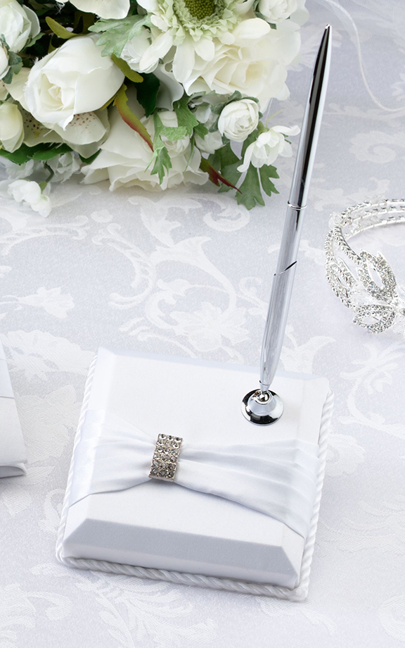 Rhinestone Pen Set -White
