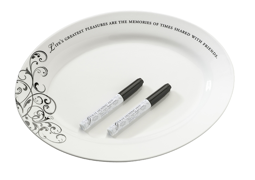 Oval Guest Signing Plate with Two Pens