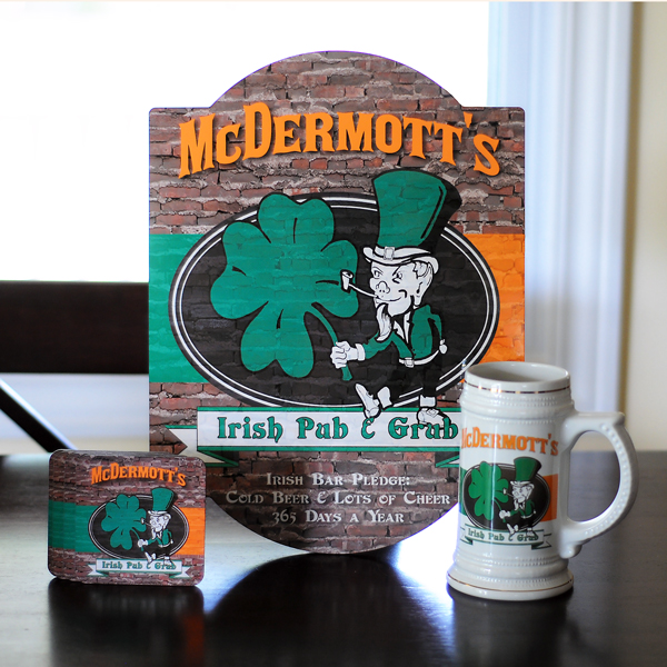 Irish Pub & Grub Sign, Stein & Coaster Set