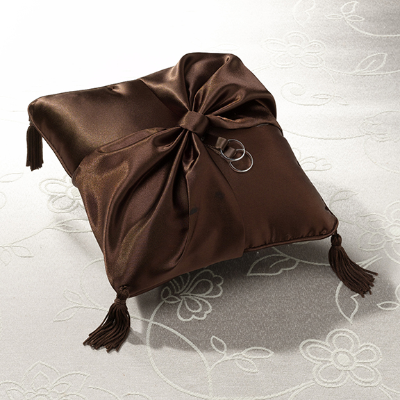 Brown Satin Ring Pillow