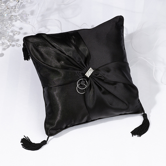 Black Rhinestone Ring Pillow