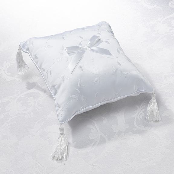 Elegant Satin Ring Pillow -White