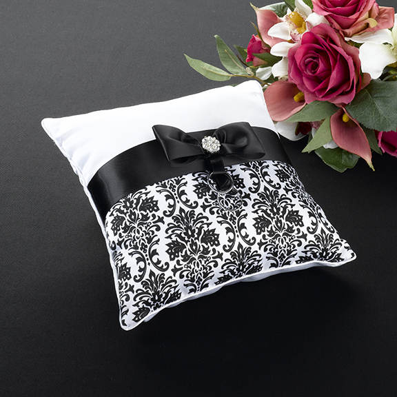 Black Damask Ring Pillow
