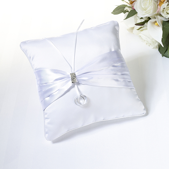 Rhinestone Ring Pillow - White