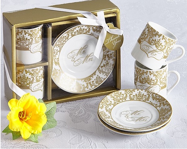 Mr. & Mrs. Espresso Cup Set in Gold (Set of 2)
