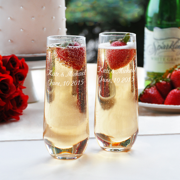 Personalized Stemless Champagne Toasting Flutes