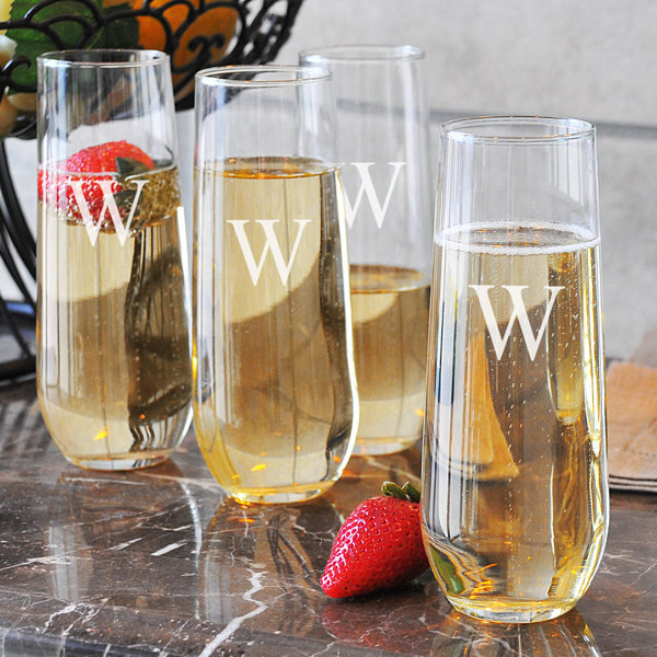 Personalized Stemless Champagne Flutes (Set of 4)