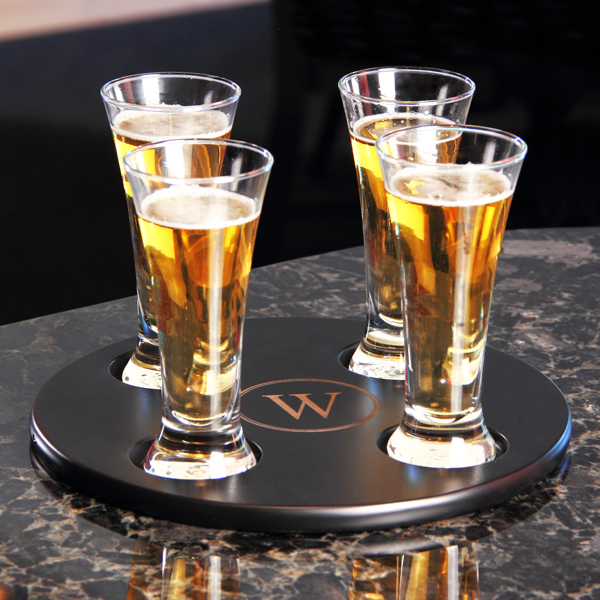 Round Beer Flight Sampler w/ 4pc. Glass Set