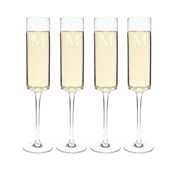 Personalized Contemporary Champagne Flutes (Set of 4)