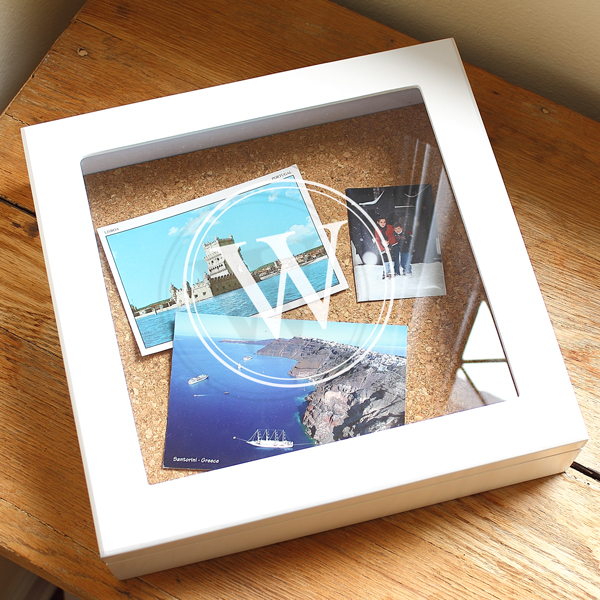 Custom Engraved Keepsake Box with Cork Board