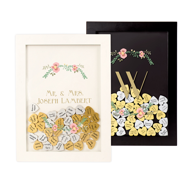 Personalized Floral Heart Drop Guestbook