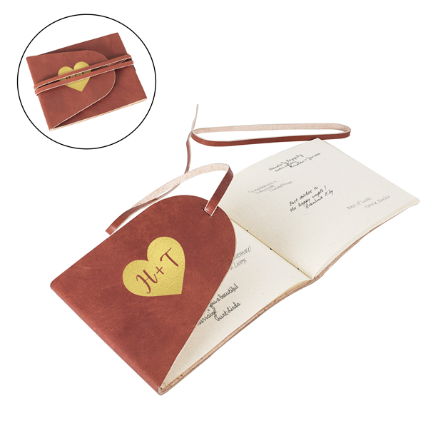 Personalized Heart Leather Guest Book Journal