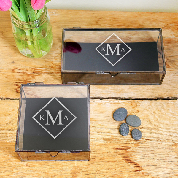 Personalized Antique Glass Shadow Jewelry Boxes