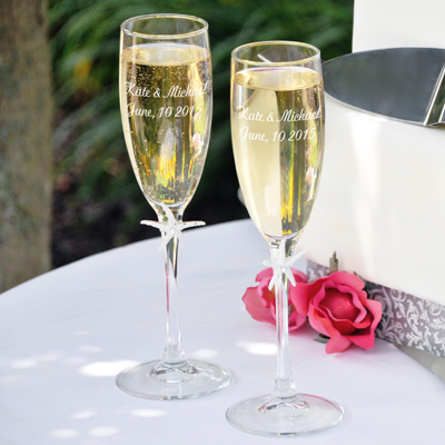 White Beach Champagne Flutes