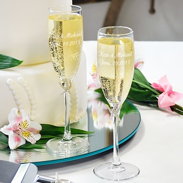 Ivory Beach Champagne Flutes