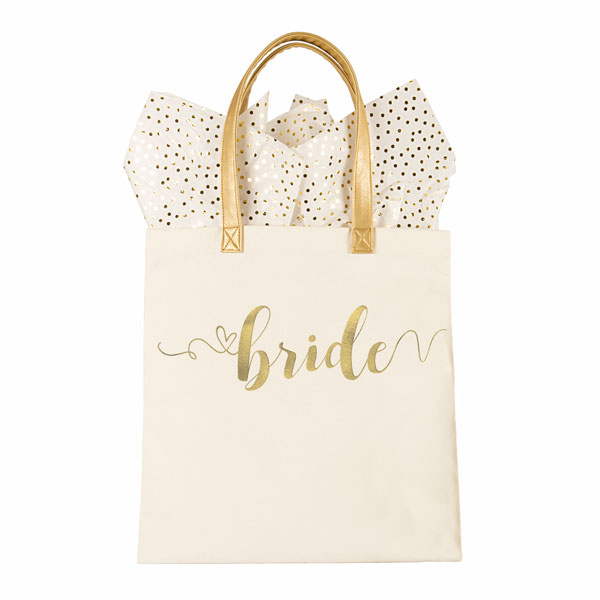 Gold Foil Bride Canvas Tote